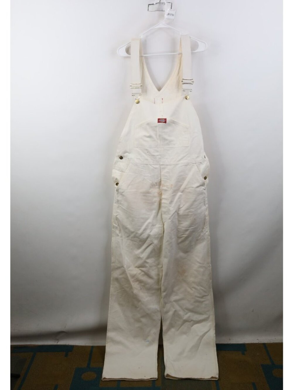 Vintage 90s Dickies Mens 36x34 Distressed Wide Leg Painter Overalls Bibs White